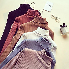 Áo Sweater dệt kim cổ lọ thời trang giữ ấm cho phái nữ