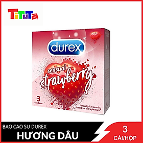 Bao Cao Su Durex Hương Sensual Strawberry - Dâu 3 Cái / Hộp