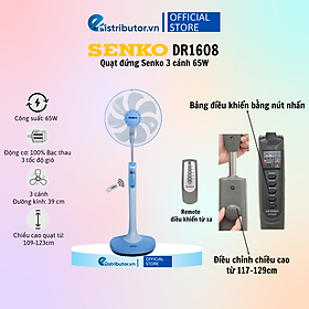 Quạt Đứng điều khiển từ xa DR1608 - Màu ngẫu nhiên - Hàng Chính Hãng