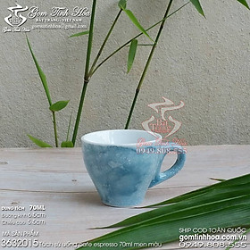 Mua Ly tách sứ uống cafe espresso 70ml men vân đá màu xanh Kabe gốm sứ Bát Tràng cao cấp