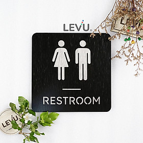 Bảng restroom bằng alu nhôm đen dán tường trang trí nhà vệ sinh