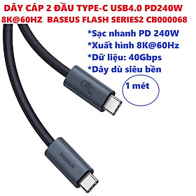 Dây cáp 2 đầu type C USB4.0 PD240W 8K@60Hz Baseus Flash Series 2 CB000068 _ Hàng chính hãng