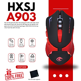Mua Chuột Gaming Dragon HXSJ A903 - Thiết kế hầm hố  DPI 3200  đèn LED đổi màu  cảm biến chính xác  bền bỉ  thoải mái khi sử dụng  hoàn hảo cho game thủ chuyên nghiệp. #ChuộtGaming #HXSJ #A903 #DPI3200 #ĐènLED #CảmBiếnChínhXác #BềnBỉ #ThoảiMái Hàng Nhập Khẩu