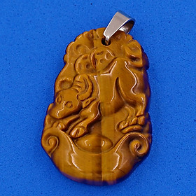 Mặt dây chuyền tuổi Sửu đá mắt hổ 3.6cm - Mặt size nhỏ