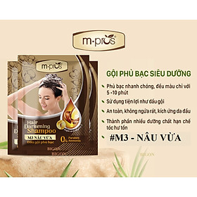 [Nâu Vừa] Dầu Gội Nhuộm Tóc Nâu Vừa Phủ Bạc 100% Thảo Dược Siêu Dưỡng M.PROS 25ml - M3