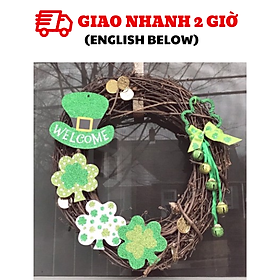 Vòng hoa treo lễ hội Patrick's Day Wreath ptd18