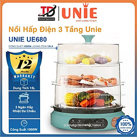 Mua Nồi Hấp Điện 3 Tầng UNIE UE680  15Lit - 1000w  Hấp Siêu Nhiệt Đa Chiều  Hàng Chính Hãng