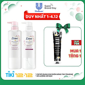 Combo Dầu Gội + Kem Xả Dove Giúp Tóc Bóng Mượt Hoa Sen & Dầu Jojoba Botanical Selection (500g/Chai)