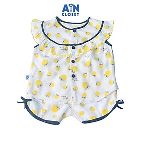 Bộ quần áo ngắn bé gái họa tiết Dâu vàng viền đen - AICDBGYQALMU - AIN Closet