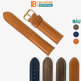 Dây đồng hồ da bò Bụi Leather D101- Da thật khâu tay thủ công cao cấp - Bảo hành 12 tháng