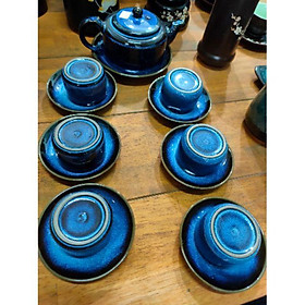 Mua Bộ ấm trà men hoả biến xanh biển