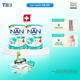 Bộ 2 lon Sữa bột Nestlé NAN OPTIPRO PLUS 4 800g/lon với 5HMO giúp tiêu hóa tốt + Tăng cường đề kháng (Bé 2-6 tuổi) - Tặng Đồ chơi kèm đèn chiếu hoạt hình