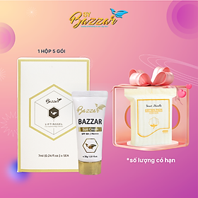 Combo Lifting Serum SY Bazzar Mặt nạ gel nâng cơ và 1 Kem Chống Nắng Bazzar. Tặng 1 Gói Bông Tẩy Trang 222 miếng.