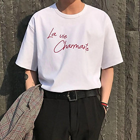 Áo Phông Nam thun Stee form rộng LAVIE in White Trùm Unisex