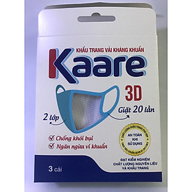 Hộp 3 cái, khầu trang Kaare, kháng khuẩn, có van thở, sử dụng 20 lần