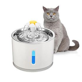 Smart Automatic Cat Dog Water Fountain 2.4L Capacity Stainless Steel Water Dispenser with Smart Pump Blue LED Light