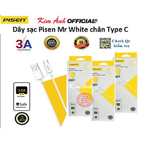 Mua Dây sạc nhanh Pisen Mr White 3A  chân cắm Type-C 1 mét ( TC25-1000)  Hàng chính hãng check Qr bảo hành 18 tháng
