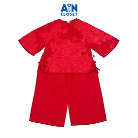 Bộ quần áo Pháp Phục Dài tay lỡ bé gái hoạ tiết Hoa Hồng Đỏ Gấm lụa - AICDBGHWFX8O - AIN Closet