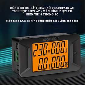 Mua Đồng hồ đo kỹ thuật số Peacefair AC tích hợp biến áp màn hình điện tử hiển thị 4 thông số  điện áp tối đa 400V/100A