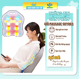 Gối Massage Hồng Ngoại đèn led 7 màu MODEL 2021 - Giúp Mát Xa Vai, Cổ, Gáy, Cột Sống Lưng Đa Năng Kết Hợp Với Chế Độ Rung Và Nhiệt - Chất Liệu vải nỉ cao cấp