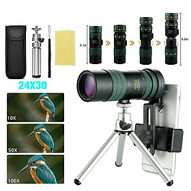 8-24x30mm Monocular Astronomical Telescope Super Telephoto Zoom With Tripod Clip Set Hd Night Vision