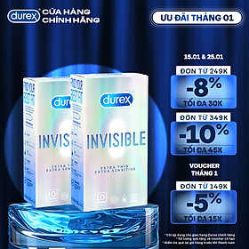 COMBO 2 HỘP BAO CAO SU DUREX INVISIBLE EXTRA THIN EXTRA SENSITIVE 10S (10 bao/hộp)