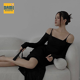 ( HÀNG CHUẨN ĐẸP ) Set đầm hai dây dáng dài kèm áo trễ vai Nanami thun dệt xịn sò chuẩn style korea duyên dáng - ATNU060