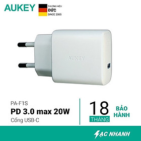 Củ Sạc Nhanh Siêu Nhỏ Aukey PA-F1S Cổng Type C Power Delivery 20W - Hàng Chính Hãng