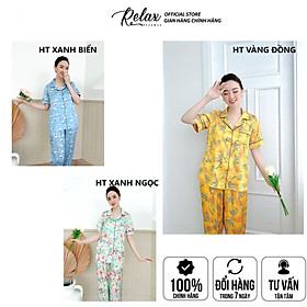 Hình ảnh Đồ Bộ Pyjama, Đồ mặc nhà nữ Lụa Pháp cao cấp, mềm mịn, thoáng mát - HW1003 - RELAX