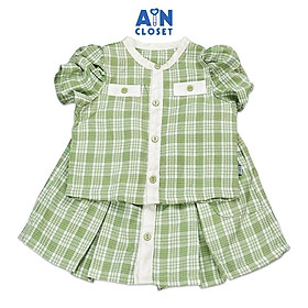Hình ảnh Set vest phối quần váy bé gái họa tiết Caro Xanh Bạc Hà tuytsi - AICDBGQNDZ2V - AIN Closet