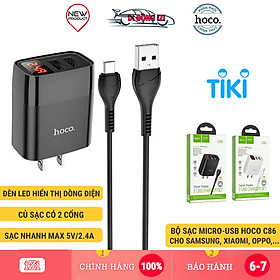 Mua Bộ Sạc Micro-USB Hoco C86 Cho Samsung  Xiaomi  Oppo ... Bộ Sạc 2 Cổng Có Đèn Led  Sạc Nhanh MAX 2.4A - Hàng Chính Hãng