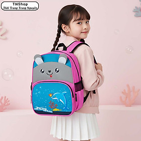 Balo Cho Bé Gái Xbags Dolphin XB 3201 - Cặp Học Sinh Tiểu Học Siêu Nhẹ, Họa Tiết Cá Heo Đáng Yêu, Vải Chống Nước Bền Đẹp, Ngăn Chứa Rộng Rãi