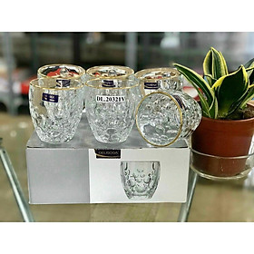 Mua BỘ 6 CỐC THỦY TINH PHA LÊ VIỀN VÀNG 350ML CAO CẤP ( Đồ gia dụng Như Ý )
