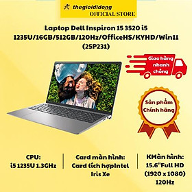 Laptop Dell Inspiron 15 3520 i5 1235U/16GB/512GB/120Hz/OfficeHS/KYHD/Win11 (25P231) - Hàng Chính Hãng