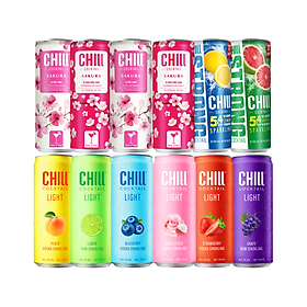 Thùng 12 lon Chill Cocktail mix 10 vị (330ml/lon)