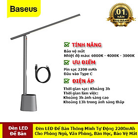 Mua Đèn LED Để Bàn Thông Minh Tự Động 2200mAh Cho Phòng Ngủ  Văn Phòng  Bàn Học  Bảo Vệ Mắt - Hàng Chính Hãng Baseus