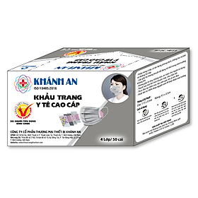 Khẩu trang y tế Khánh An 4 lớp kháng khuẩn SMS hộp 50 cái