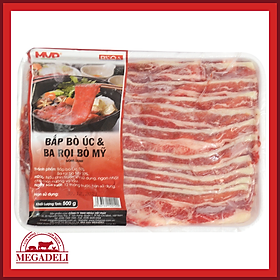 Bắp bò Úc và Ba rọi bò Mỹ MVP khay 500g