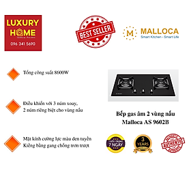 Mua (Hàng chính hãng) Bếp gas âm 2 gas Malloca AS 9602B - Mâm đốt Sabaf