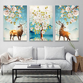 Mua Set 3 tranh Canvas Hươu và Hoa 40x60 cm