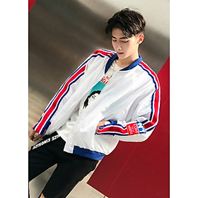 Áo khoác bomber kẻ sọc sporty N1 Mã: NK1076 - TRẮNG