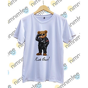 Áo thun basic form Unisex in hình gấu mẫu 2227 in hình Gấu Cool guide - Ride Out