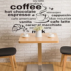 Decal dán tường chữ coffee và thực đơn jm7323