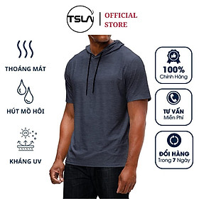 Áo hoodie nam ngắn tay thể thao TSLA form oversize chất thun co giãn kháng khuẩn chống UV tập gym đá bóng TSO2028