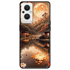 Ốp lưng cho Oppo Reno 2Z, 2F - 6z - 7z 5G - 8z 5G - A96 5G - 8T 4G - 8T 5G - Đêm Sáng Sen Đỏ - Hàng Chính Hãng