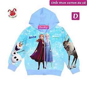 Áo khoác bé gái hình Elsa và Anna xinh xắn từ 10-43kg - Thun da cá hút mồ hôi- Kiến Lửa - D elsa xanh - 3