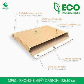 MPB3 - 22x16 cm - 100 phong bì carton đóng hàng - Bìa gói hàng, bìa cứng, bì thư | Magix Packaging