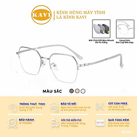 KAVI 211 - Kính Đổi Màu Khi Ra Nắng Gọng Kim Loại Nửa Viền Cao Cấp Dáng Lục Giác