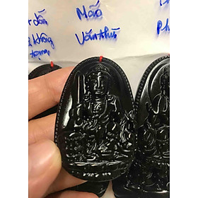 MẶT DÂY CHUYỀN PHẬT VĂN THÙ ĐỘ MỆNH NAM TUỔI MẸO mệnh THUỶ ĐÁ MÃ NÃO ĐEN ĐẸP 5cm ĐK 3CM