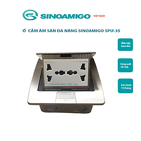 Ổ cắm điện âm sàn Sinoamigo SPU-3S, chất liệu inox chống oxy hóa. Module tùy chỉnh theo yêu cầu: Điện, lan, tel, HDMI, USB.. Hàng nhập khẩu chính hãng